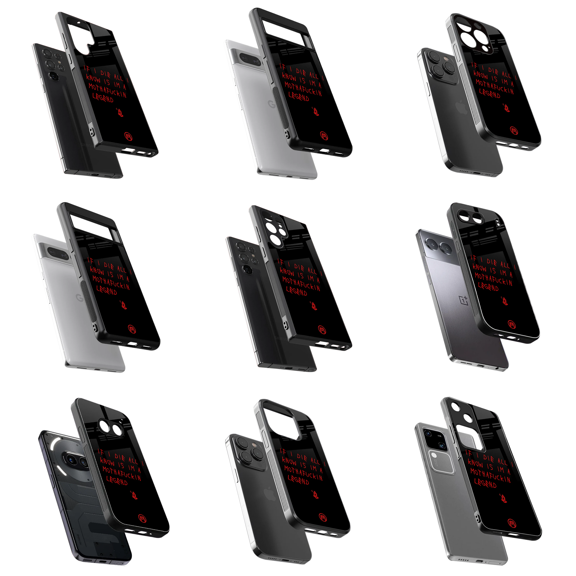Durable Glass Back Mobile Case for iPhone, Samsung, OnePlus, Google Pixel, Redmi, Vivo, Oppo