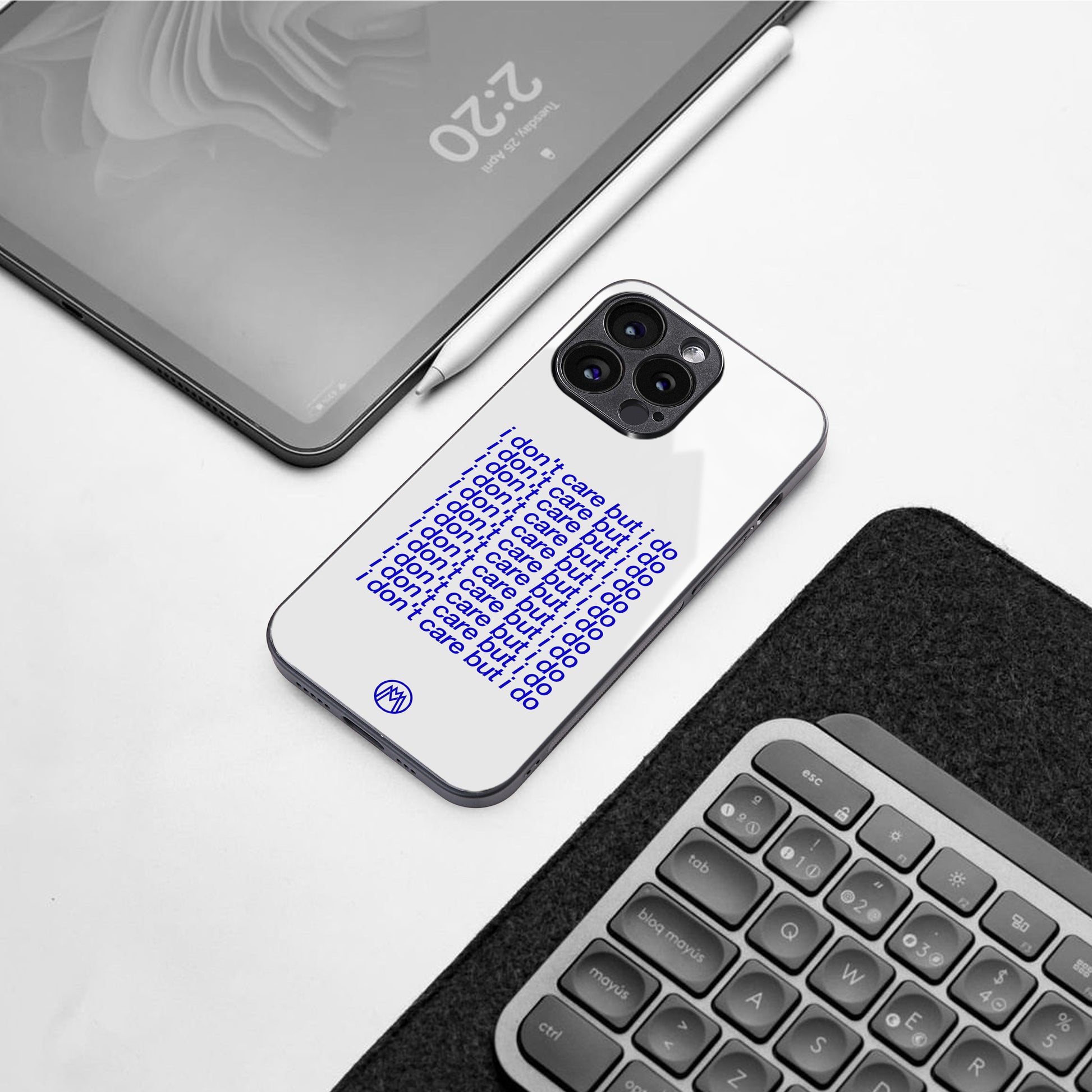 i don't care but i do back phone cover | glass case for iphone 16 pro max