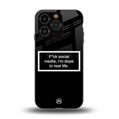i'm dope in real life black glass back phone cover | glass case for iphone 15 pro