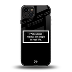 i'm dope in real life black glass back phone cover | glass case for iphone 15