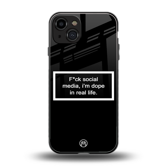 i'm dope in real life black glass back phone cover | glass case for iphone 15