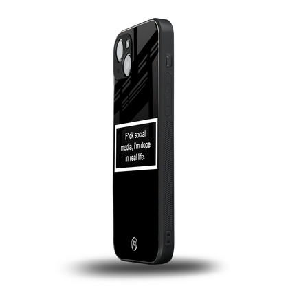 i'm dope in real life black glass back phone cover | glass case for iphone 15