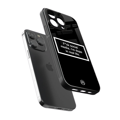 i'm dope in real life black glass back phone cover | glass case for iphone 15 pro