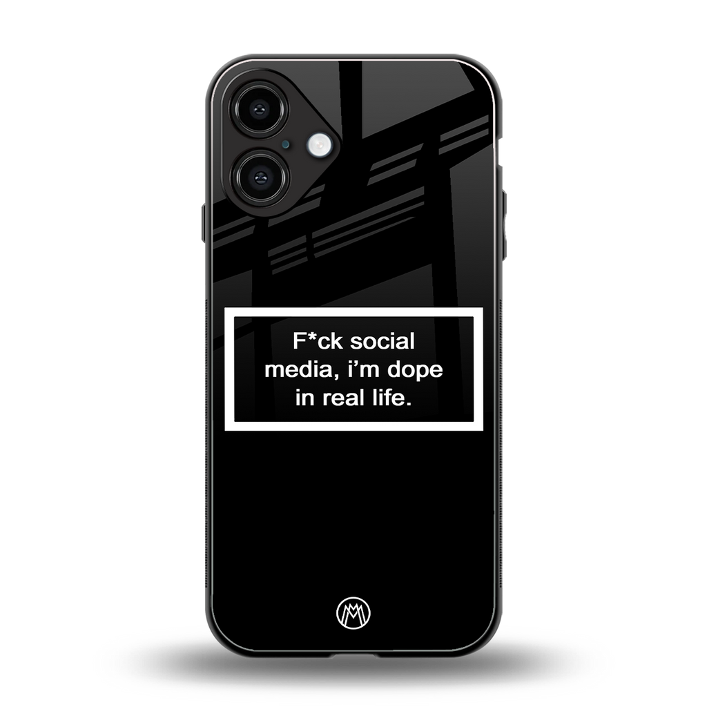 i'm dope in real life black glass back phone cover | glass case for iphone 16 plus