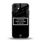 i'm dope in real life black glass back phone cover | glass case for iphone 16 plus
