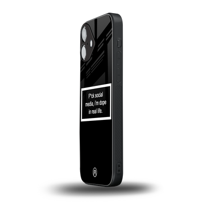 i'm dope in real life black glass back phone cover | glass case for iphone 16 plus