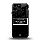 i'm dope in real life black glass back phone cover | glass case for iphone 16 pro max