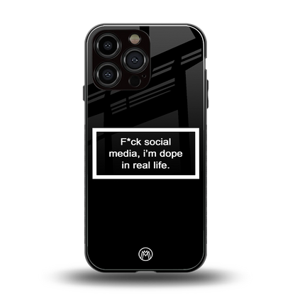i'm dope in real life black glass back phone cover | glass case for iphone 16 pro max