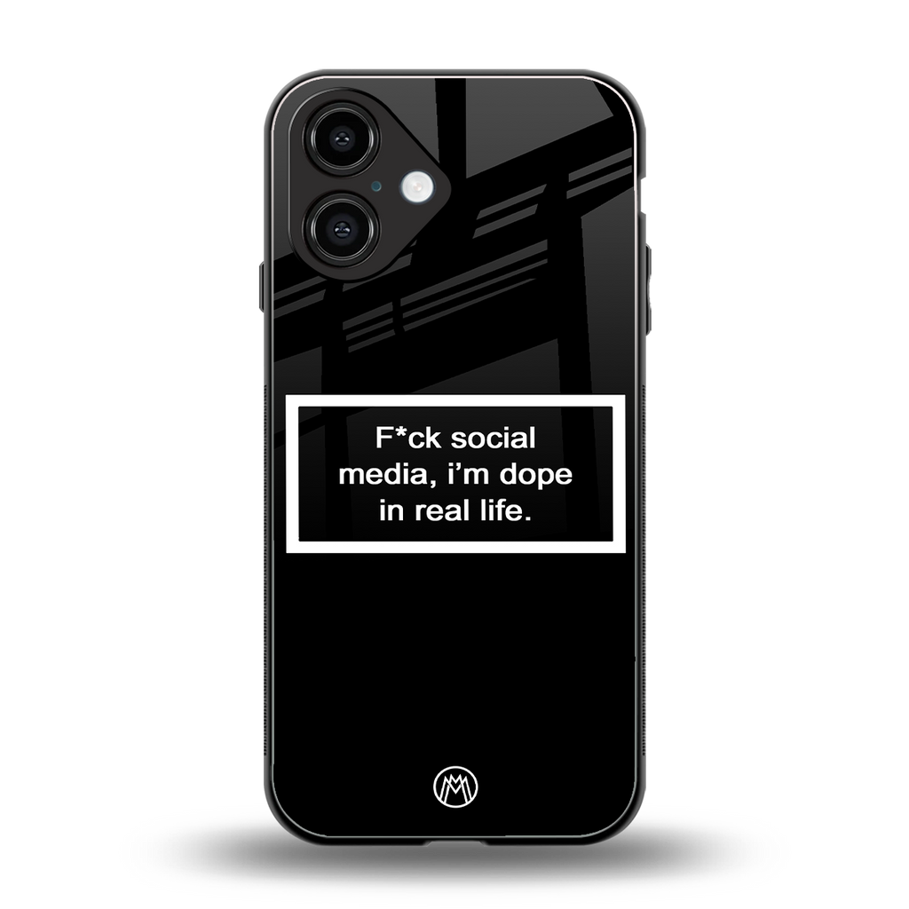 i'm dope in real life black glass back phone cover | glass case for iphone 16