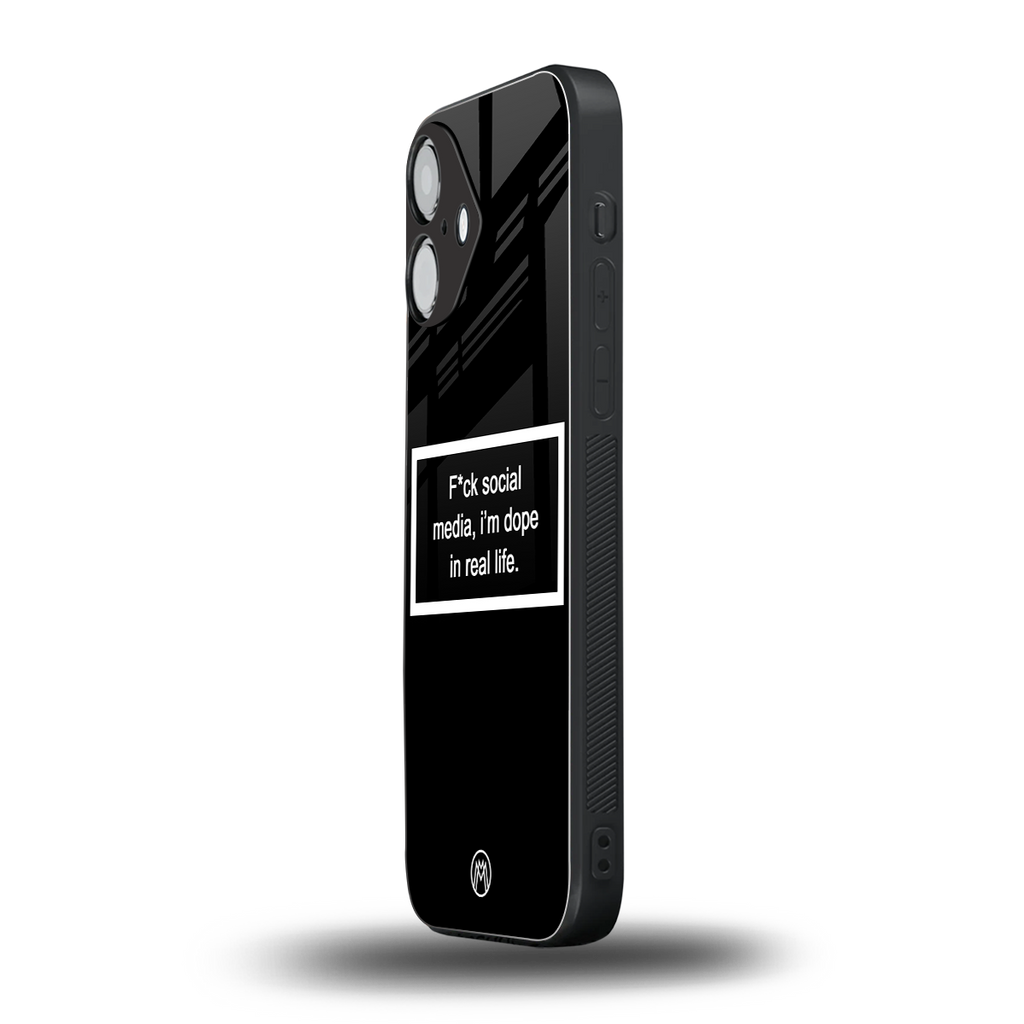 i'm dope in real life black glass back phone cover | glass case for iphone 16