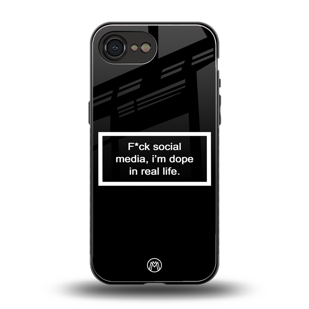 i'm dope in real life black glass back phone cover | glass case for iphone 16e