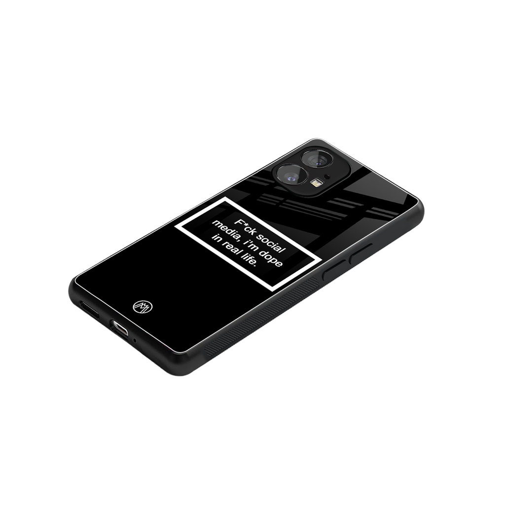 i'm dope in real life black glass back phone cover | glass case for nothing phone 1