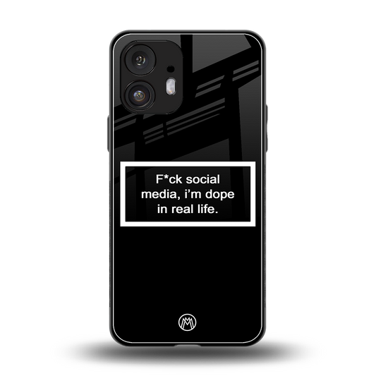 i'm dope in real life black glass back phone cover | glass case for nothing phone 2
