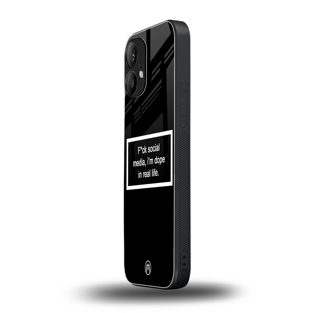 i'm dope in real life black glass back phone cover | glass case for nothing phone 2