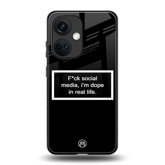 i'm dope in real life black glass back phone cover | glass case for oneplus nord ce 3