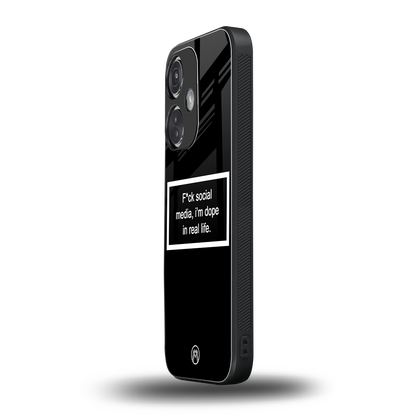i'm dope in real life black glass back phone cover | glass case for oneplus nord ce 3