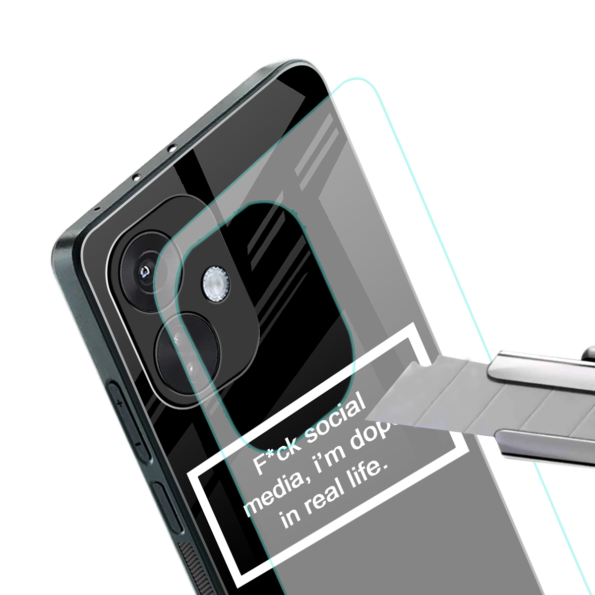 i'm dope in real life black glass back phone cover | glass case for oneplus nord ce 3