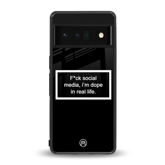 i'm dope in real life black glass back phone cover | glass case for google pixel 6 pro