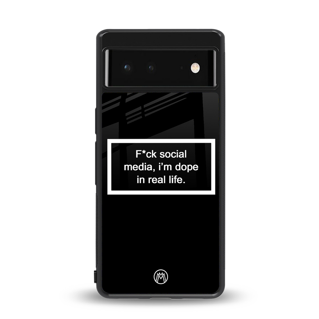 i'm dope in real life black glass back phone cover | glass case for Google Pixel 6A