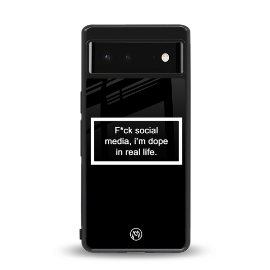 i'm dope in real life black glass back phone cover | glass case for Google Pixel 6A