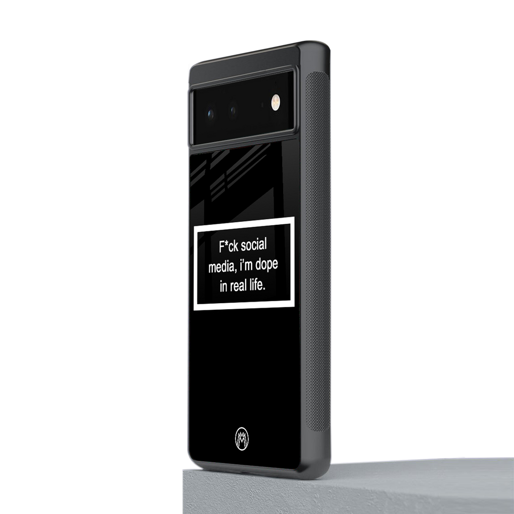 i'm dope in real life black glass back phone cover | glass case for Google Pixel 6A