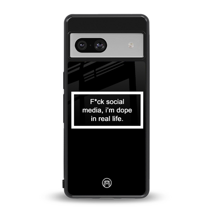 i'm dope in real life black glass back phone cover | glass case for Google Pixel 7A