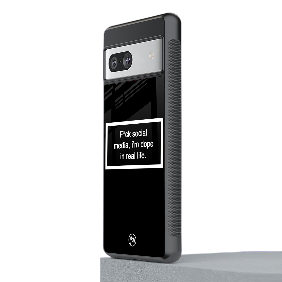 i'm dope in real life black glass back phone cover | glass case for Google Pixel 7A