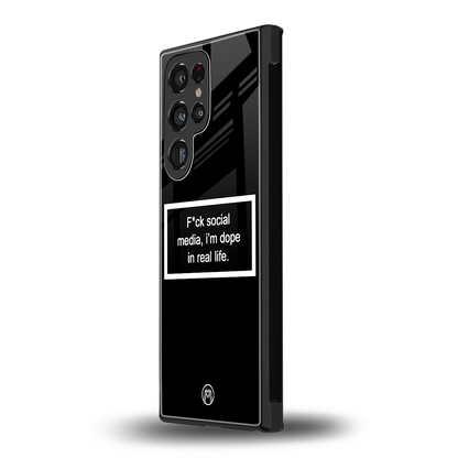 i'm dope in real life black glass back phone cover | glass case for samsung galaxy s23 ultra