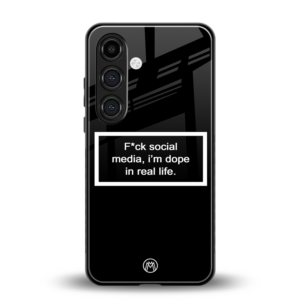 i'm dope in real life black glass back phone cover | glass case for samsung galaxy s24