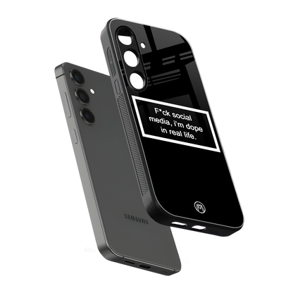 i'm dope in real life black glass back phone cover | glass case for samsung galaxy s24 fe