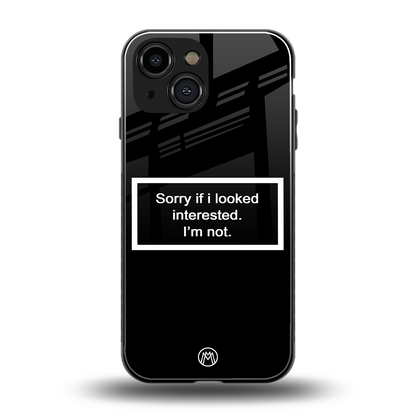 i'm not interested black back phone cover | glass case for iphone 13 mini