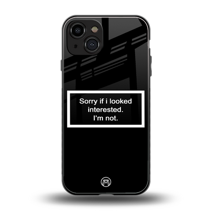 i'm not interested black back phone cover | glass case for iphone 14