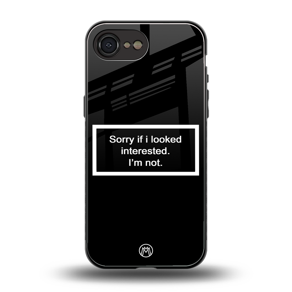 i'm not interested black back phone cover | glass case for iphone 16e