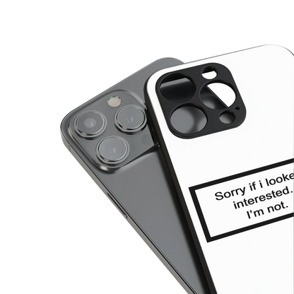 i'm not interested white back phone cover | glass case for iphone 14 pro max