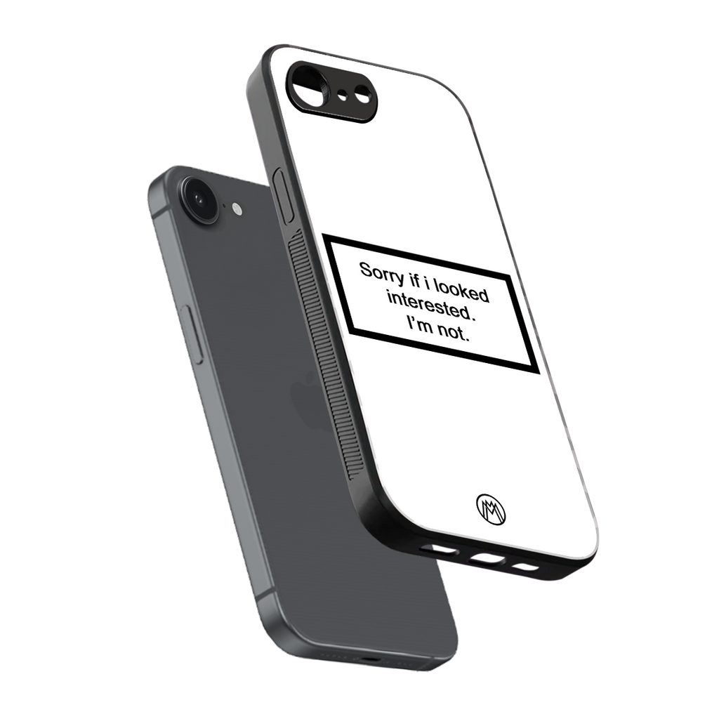 i'm not interested white back phone cover | glass case for iphone 16e