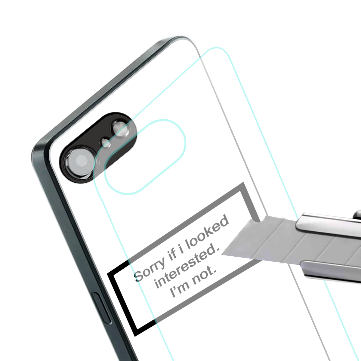 i'm not interested white back phone cover | glass case for iphone 16e