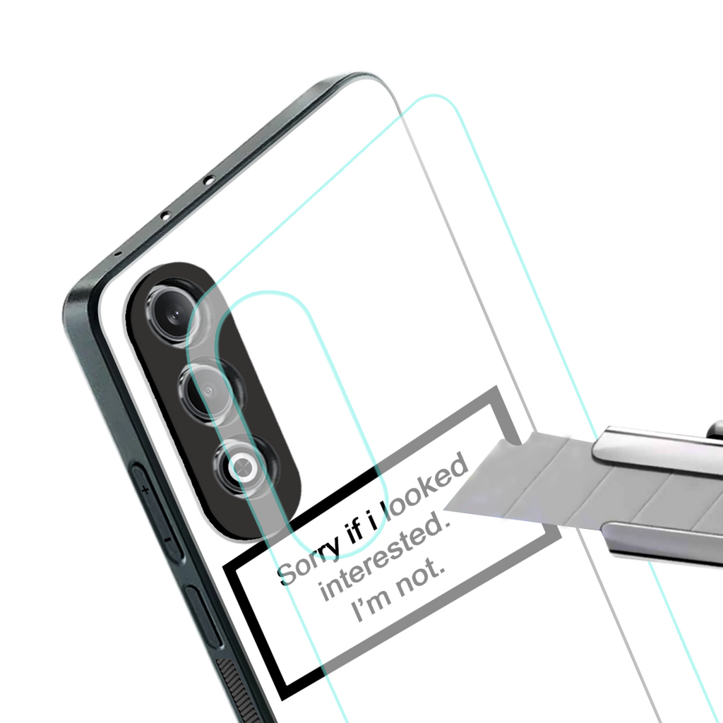 i'm not interested white back phone cover | glass case for oneplus nord ce 4