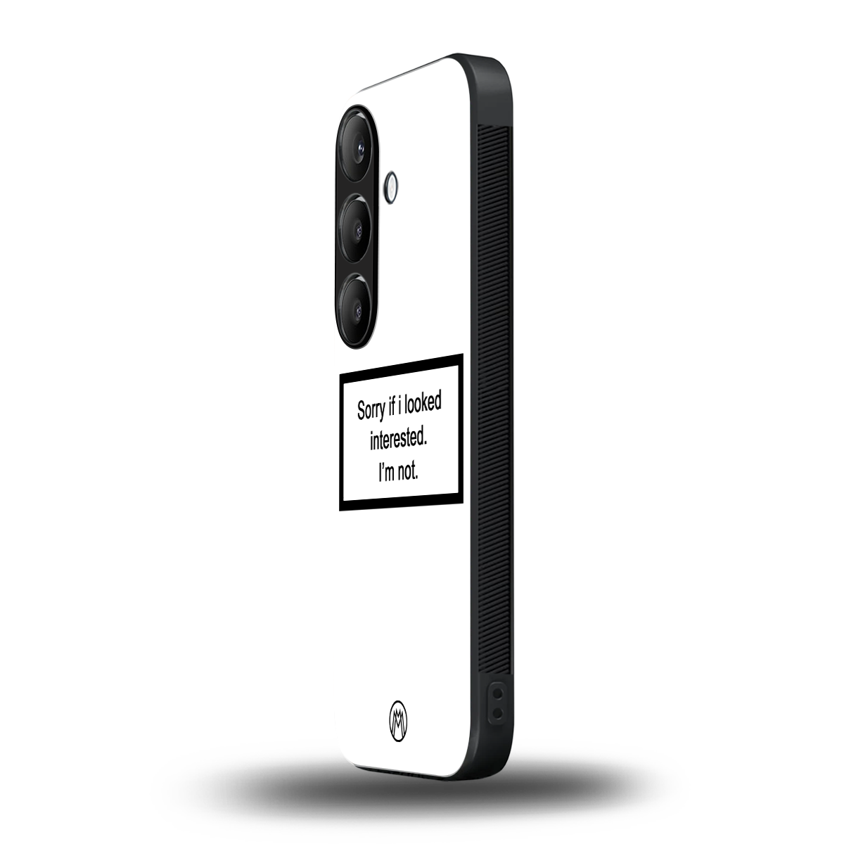 i'm not interested white back phone cover | glass case for samsung galaxy s23 plus