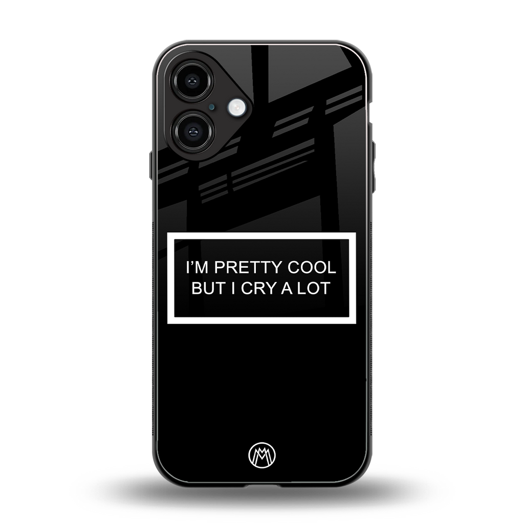 i'm pretty cool black edition back phone cover | glass case for iphone 16 plus
