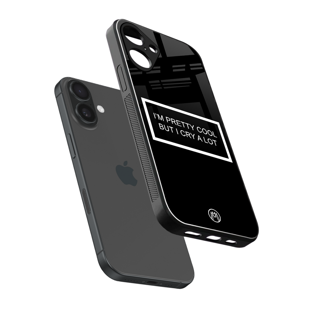 i'm pretty cool black edition back phone cover | glass case for iphone 16 plus