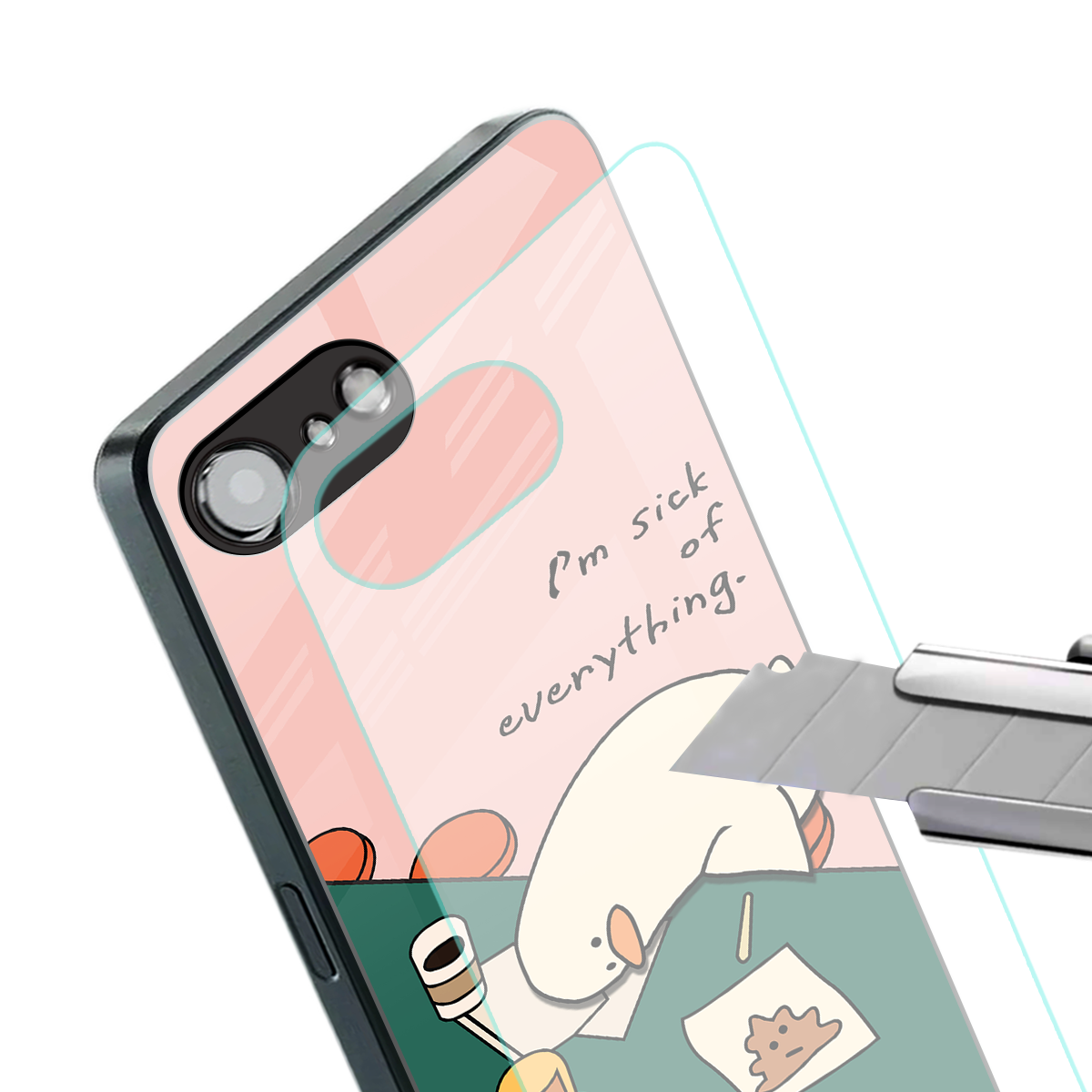 i'm sick of everything back phone cover | glass case for iphone 16e