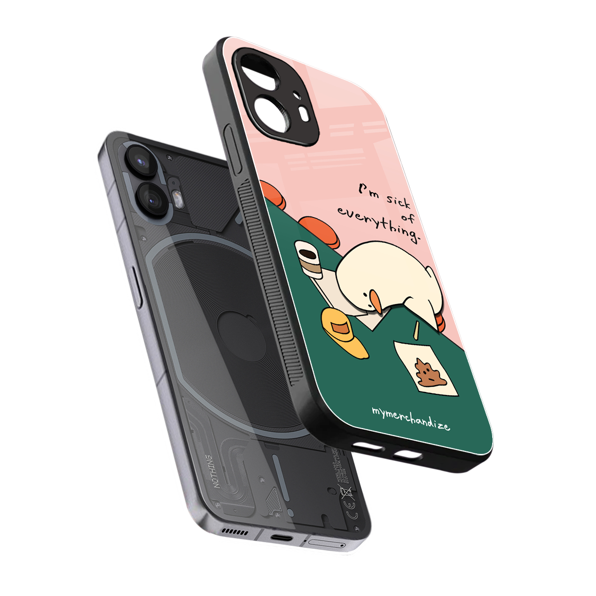 i'm sick of everything back phone cover | glass case for nothing phone 2