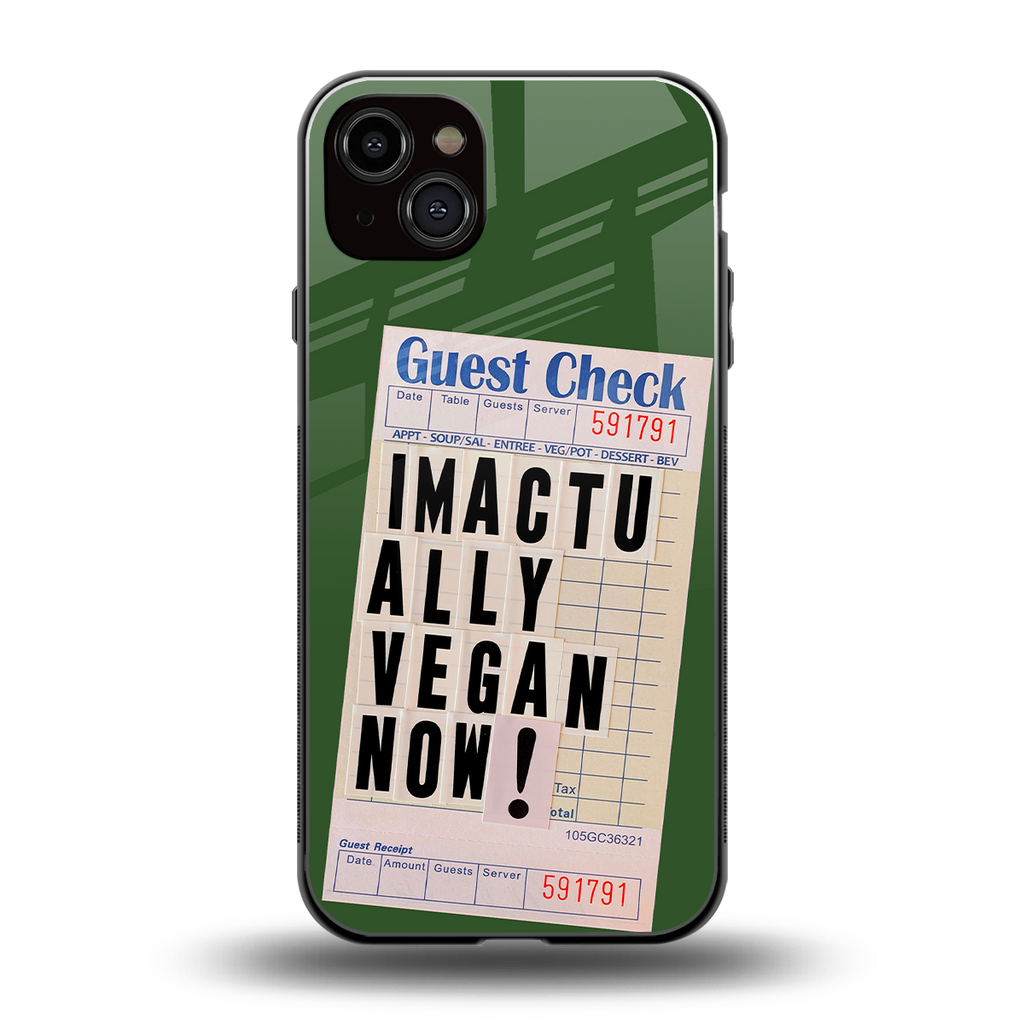 i'm vegan back phone cover | glass case for iphone 15 plus