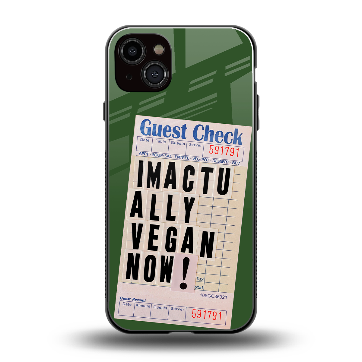 i'm vegan back phone cover | glass case for iphone 15 plus