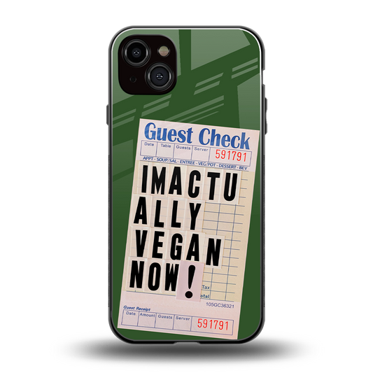 i'm vegan back phone cover | glass case for iphone 15 plus