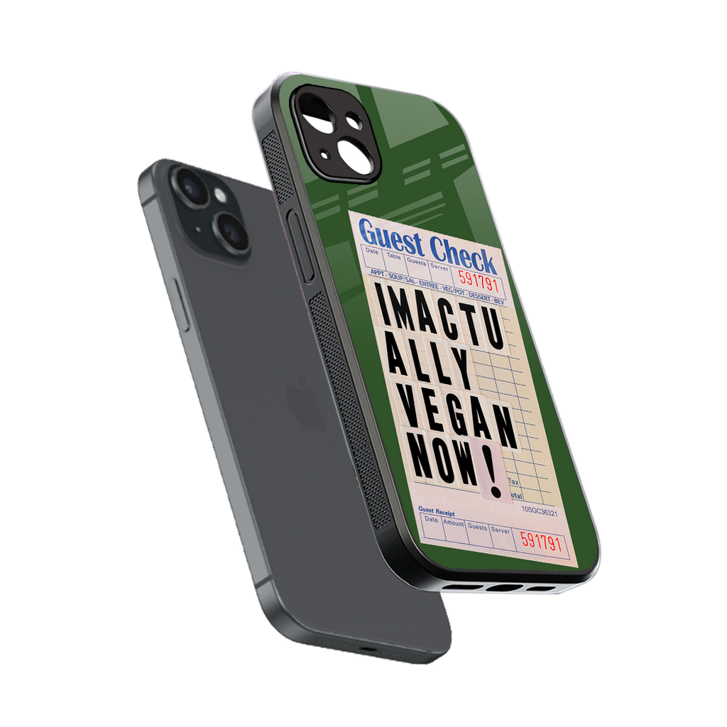 i'm vegan back phone cover | glass case for iphone 14 plus