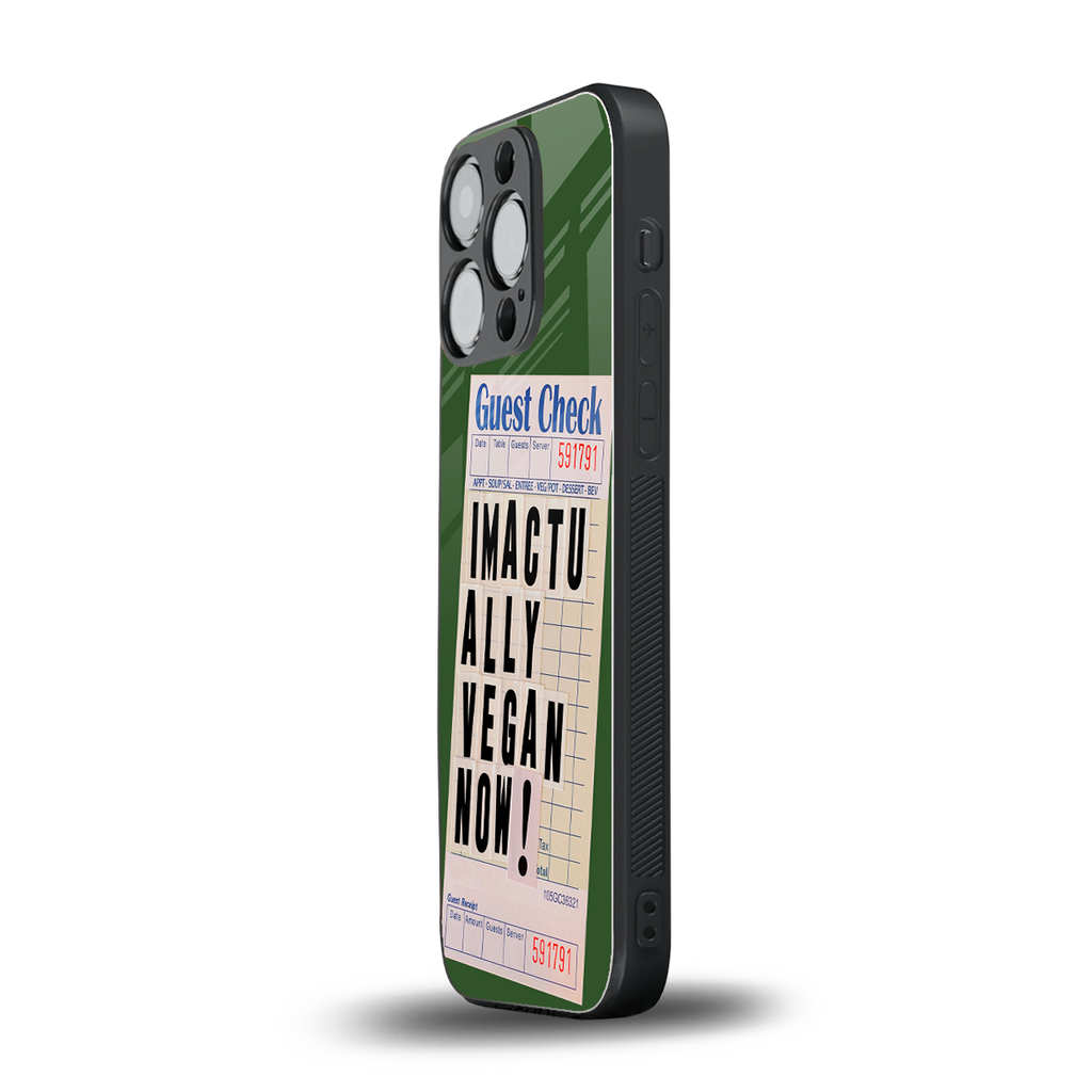 i'm vegan back phone cover | glass case for iphone 15 pro