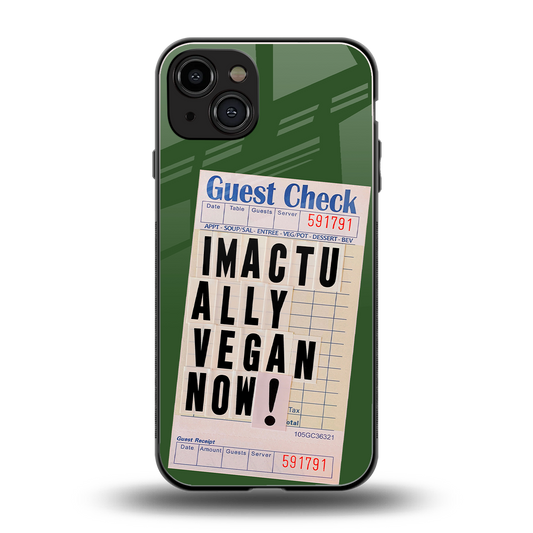i'm vegan back phone cover | glass case for iphone 15