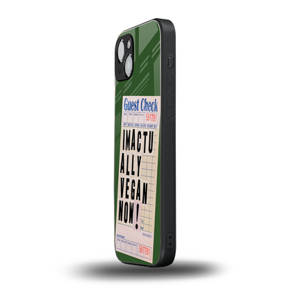 i'm vegan back phone cover | glass case for iphone 15