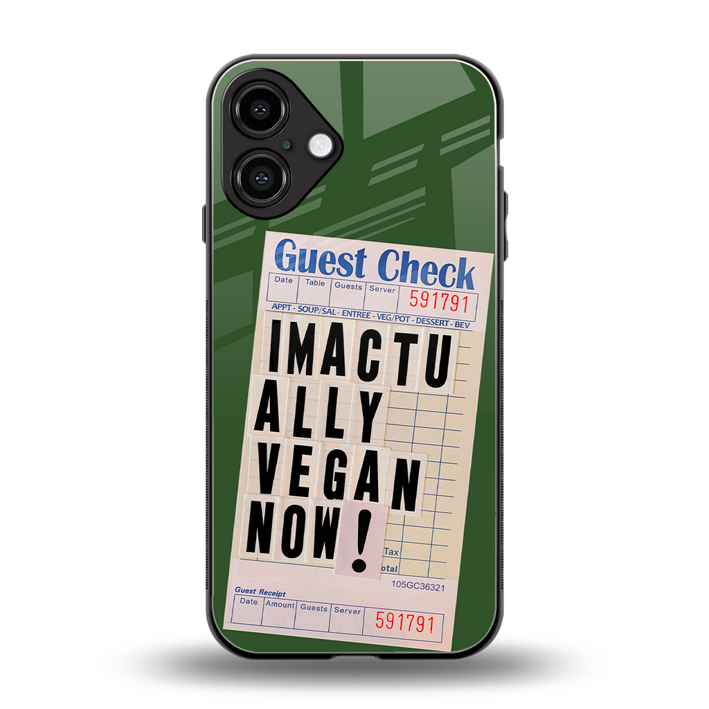 i'm vegan back phone cover | glass case for iphone 16 plus